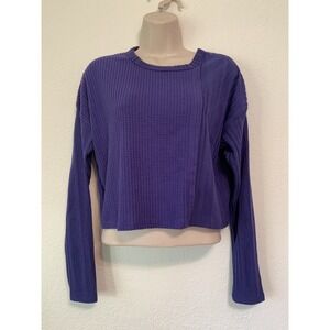 Wild Fable Women's Long Sleeve Boxy Cropped T-Shirt Grape Purple Size XS